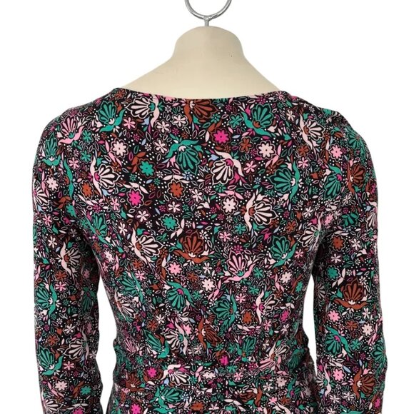 BODEN Abigail Long Sleeve Jersey Dress in Black Florals  SZ 8 - Picture 8 of 13